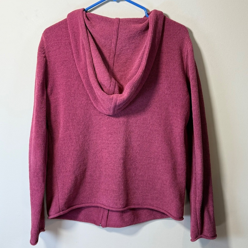 Life is Good Full Zip Hoodie Womens S Berry Pink Fair Textured Knit Sweater Cozy - Picture 2 of 8